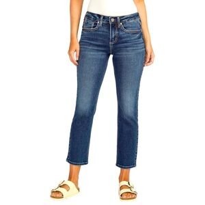 Silver Jeans Suki Capri Crop Jeans | Medium Dark Blue Wash | Size 28